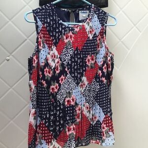 NWT Suzy Shier Brand Red & Blues Floral Print Sz S